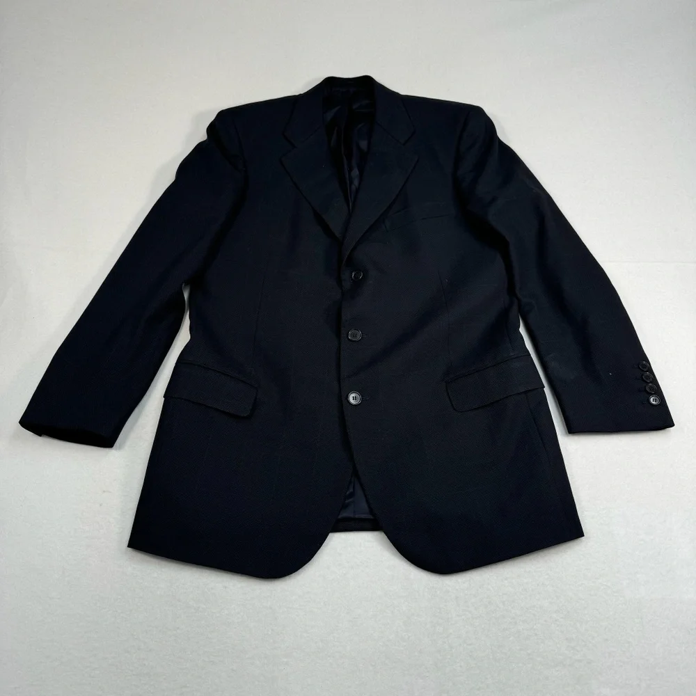 Ennio Dagnillo Wool Cashmere Blend Blazer Jacket Mens Navy Blue Windowpane